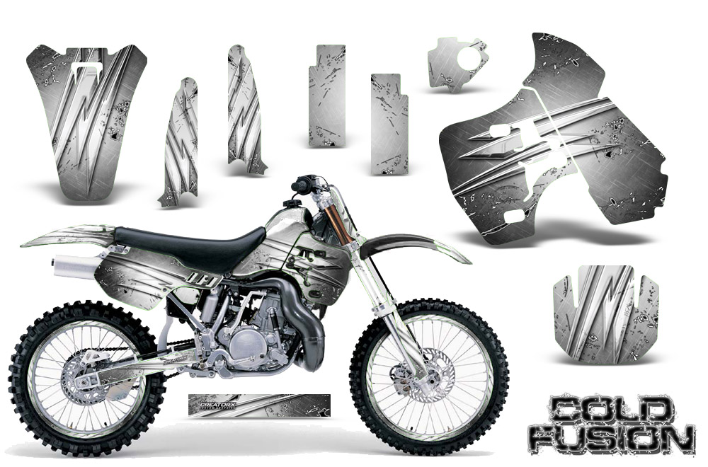 Kawasaki KX500 88-04 Graphics Kit Cold Fusion White NP Rims